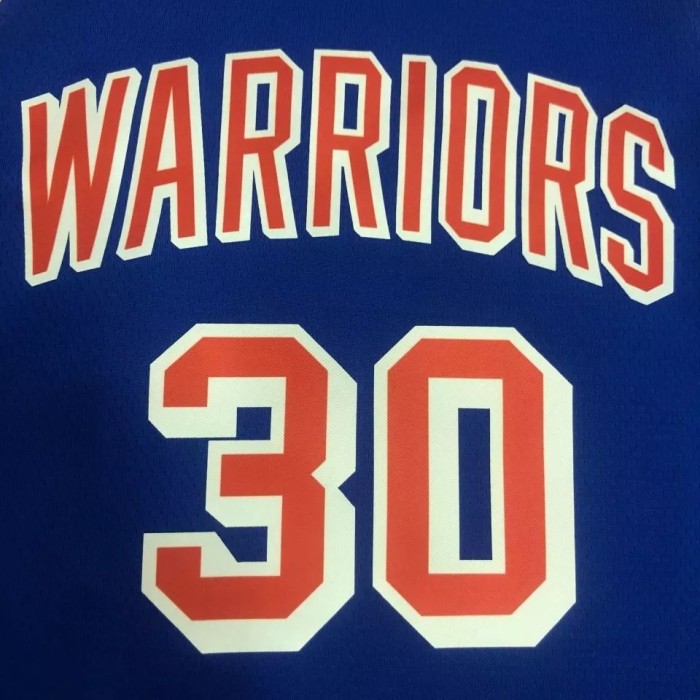 WARRIORS CURRY #30 Blue 75th Anniversary Retro NBA Jersey