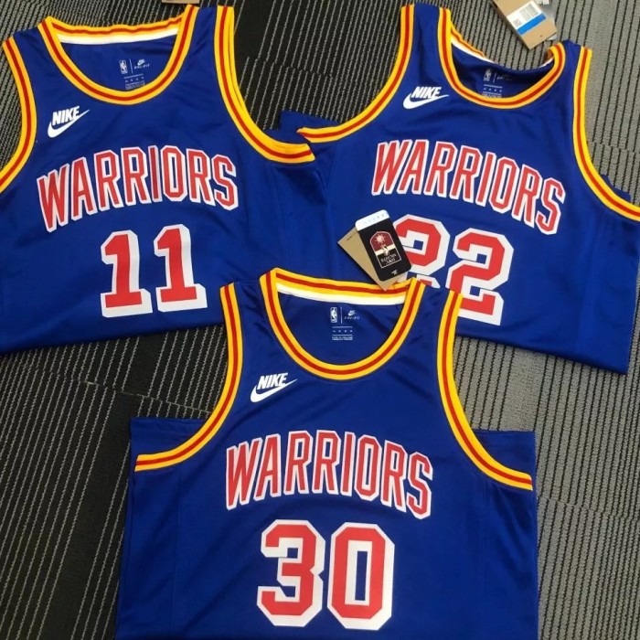 WARRIORS CURRY #30 Blue 75th Anniversary Retro NBA Jersey