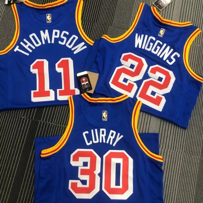 WARRIORS CURRY #30 Blue 75th Anniversary Retro NBA Jersey