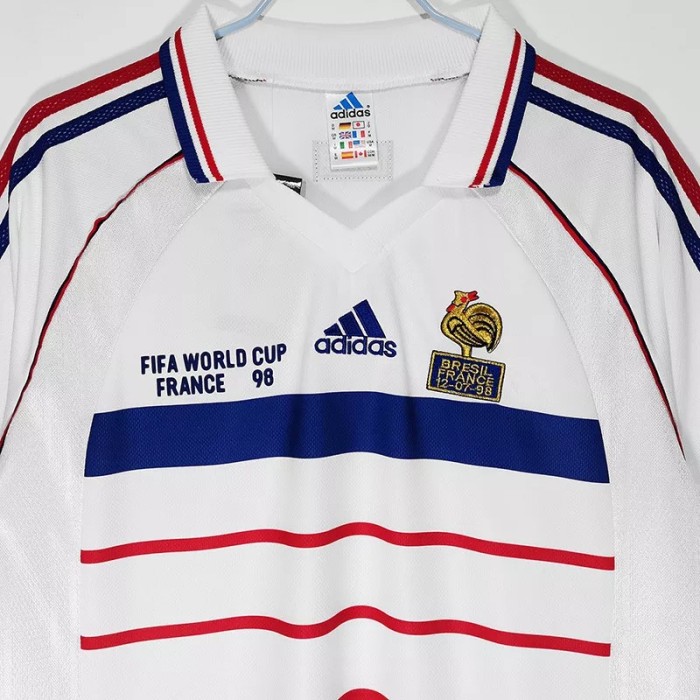 1998 France Away White Retro Soccer Jersey