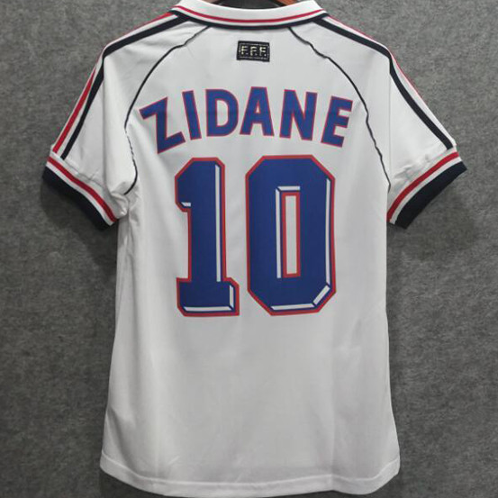 1998 France Away White Retro Soccer Jersey