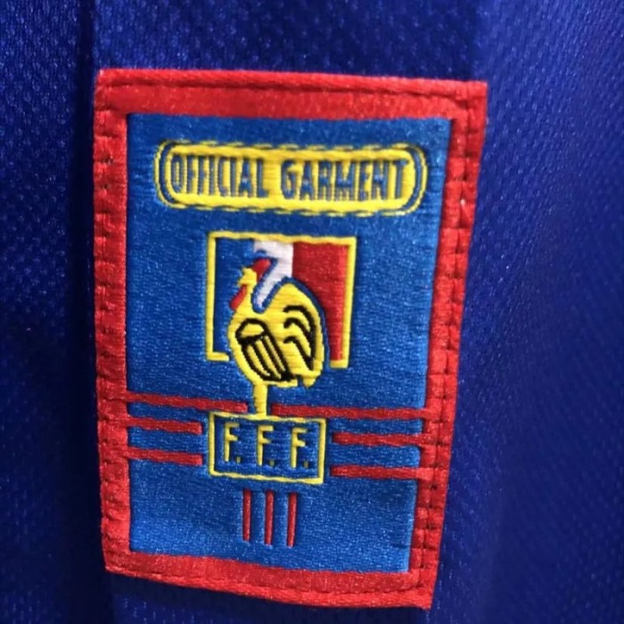 1998 France Home Long Sleeve Retro Soccer Jersey(带决赛字)