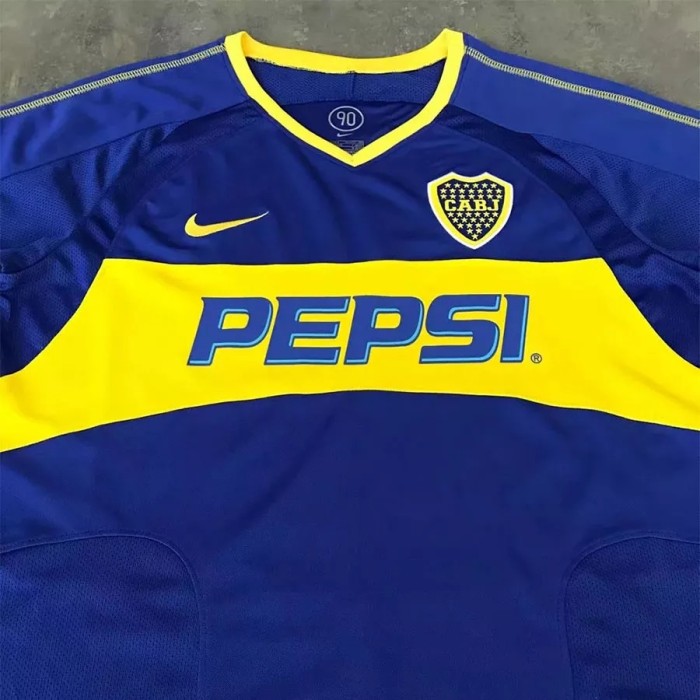 2003-2004 Boca Juniors Home Long Sleeve Retro Soccer Jersey