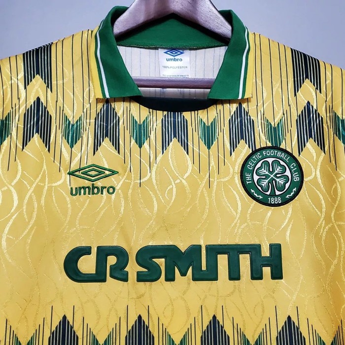 1991-1993 Celtic Away Yellow Retro Soccer Jersey