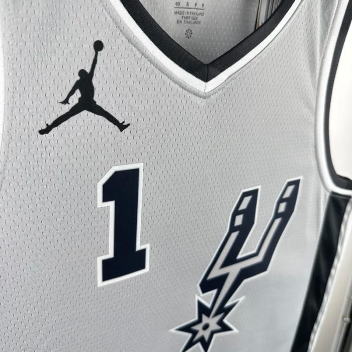 20-21 SA Spurs WEMBANYAMA #1 Grey Top Quality Hot Pressing NBA Jersey (Trapeze Edition)