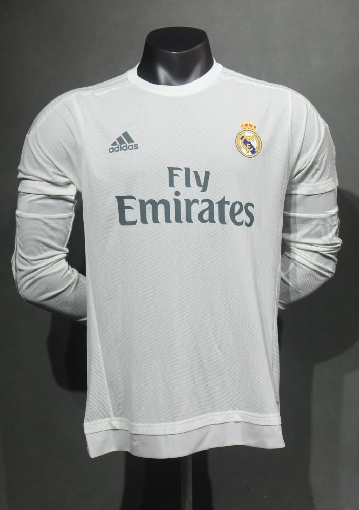 2015-2016 RMA Home Player Version Long Sleeve Retro Soccer Jersey 长袖球员