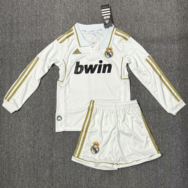 2011-2012 RMA Home Long sleeves Retro Kids Soccer Jersey
