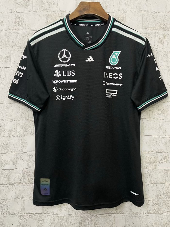 2025 F1 Benz New Pattern Short Sleeve Racing Suit