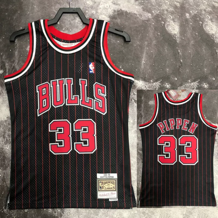 1996 BULLS PIPPEN #33 Black Retro Top Quality Hot Pressing NBA Jersey