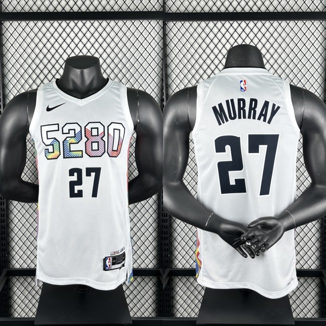 24-25 Nuggets MURRAY #27 White City Edition Top Quality Hot Pressing NBA Jersey