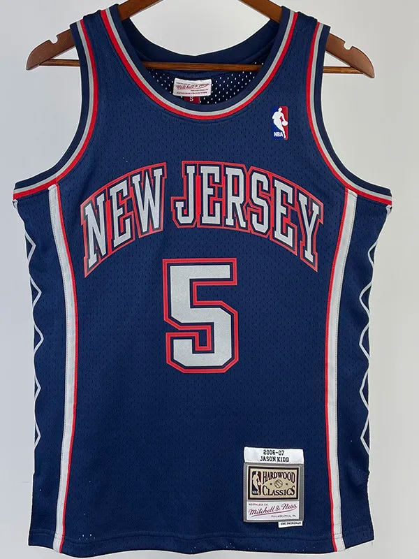 2006-07 NETS KIDD #5 Dark Blue Retro Top Quality Hot Pressing NBA Jersey