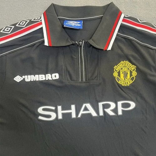1998 Man Utd Black Retro Edition Polo Short Sleeve