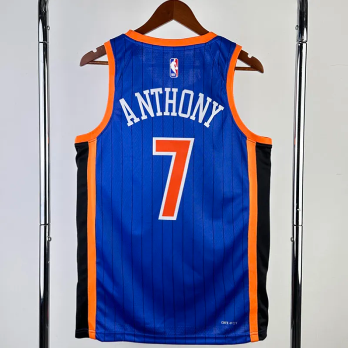 23-34 KNICKS ANTHONY #7 Blue City Edition Top Quality Hot Pressing NBA Jersey