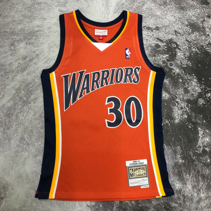 2010 WARRIORS CURRY #30 Orange Retro Top Quality Hot Pressing NBA Jersey