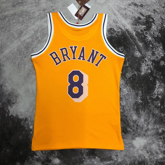 1997 LAKERS BRYANT #8 Yellow Retro Top Quality Hot Pressing NBA Jersey