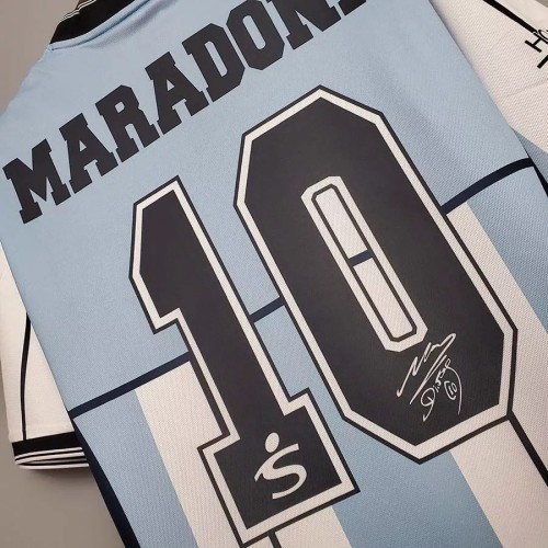 MARADONA 10# Argentina Home Retrot Soccer Jersey 2001