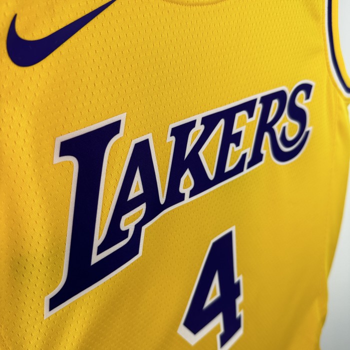 24-25 Lakers KNECHT #4 Yellow Top Quality Hot Pressing NBA Jersey(圆领)