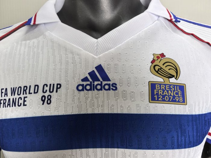 1998 France Away White Player Version Retro Soccer Jersey*球员