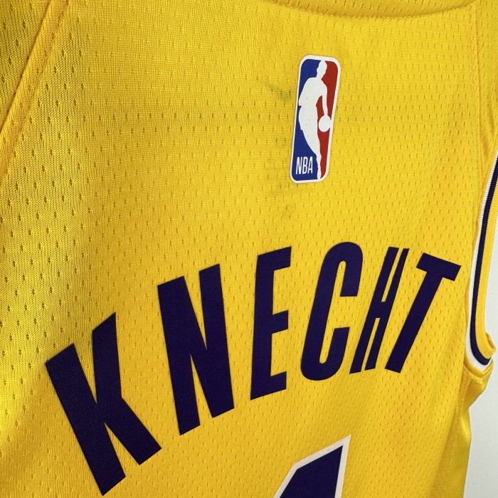 24-25 Lakers KNECHT #4 Yellow Top Quality Hot Pressing NBA Jersey(圆领)