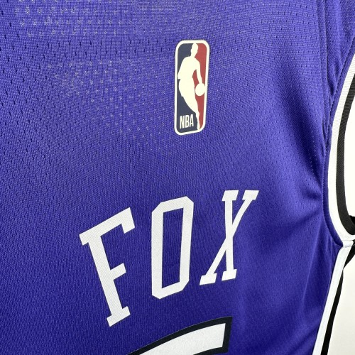 24-25 KINGS FOX #5 Purple Retro Top Quality Hot Pressing NBA Jersey(V领）