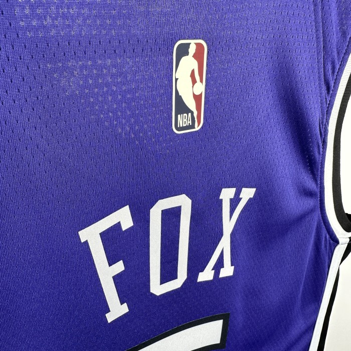 24-25 KINGS FOX #5 Purple Retro Top Quality Hot Pressing NBA Jersey(V领）