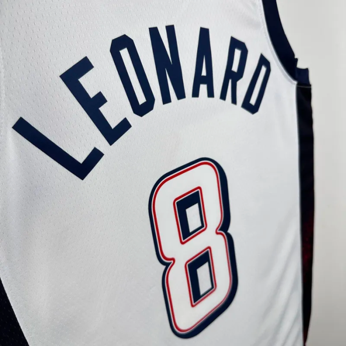 2024 Olympic Game USA LEONARD # 8 White Basketball Jersey