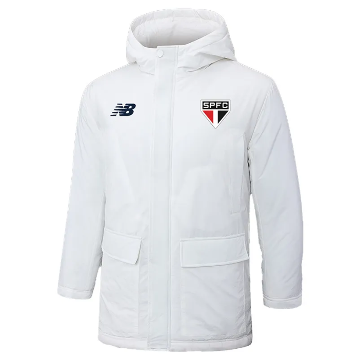 24-25 Sao Paulo White Hooded Windbreaker Fabric Cotton Coat