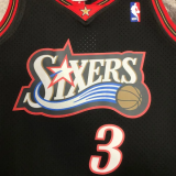 1998 76ERS IVERSON #3 Black Retro Top Quality Hot Pressing NBA Jersey