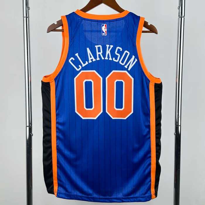 23-24 KNICKS CLARKSON #00 Blue City Edition Top Quality Hot Pressing NBA Jersey