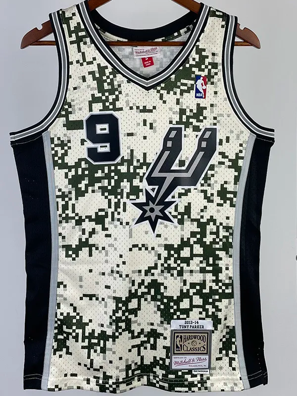 2013-14 SA Spurs PARKER #9 Green CamouflageTop Quality Hot Pressing NBA Jersey
