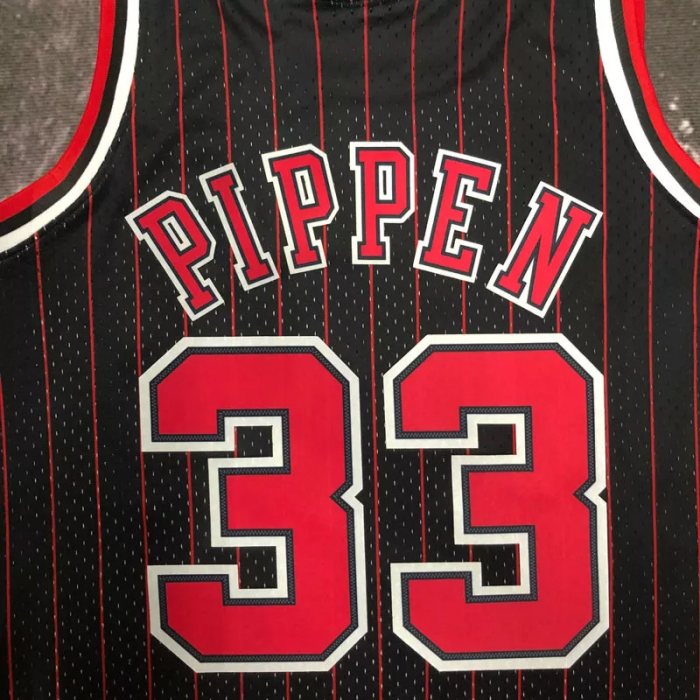 1996 BULLS PIPPEN #33 Black Retro Top Quality Hot Pressing NBA Jersey