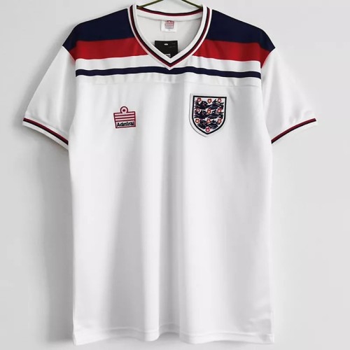 1982 England Home White Retro Soccer Jersey