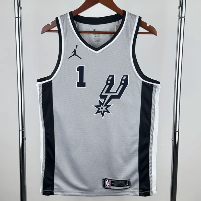 20-21 SA Spurs WEMBANYAMA #1 Grey Top Quality Hot Pressing NBA Jersey (Trapeze Edition)