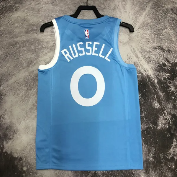 2019-20 Timberwolves RUSSELL #0 Sky Blue Retro Top Quality Hot Pressing NBA Jersey