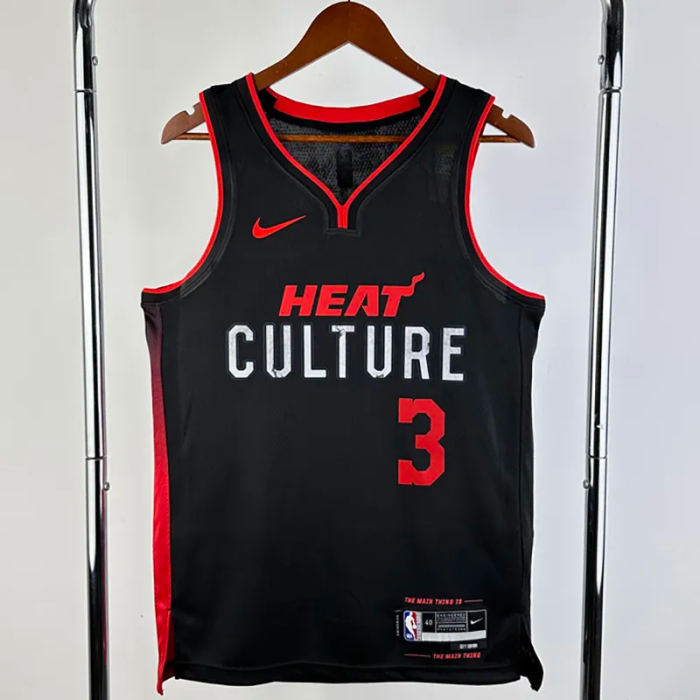 23-24 HEAT WADE #3 Black City Edition Top Quality Hot Pressing NBA Jersey (V领）
