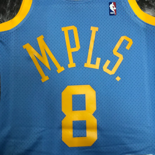 2002 LAKERS BRYANT #8 Light blue Retro Top Quality Hot Pressing NBA Jersey