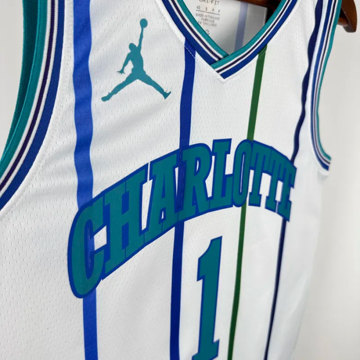 2018-2019 HORNETS BALL #1 White Retro Top Quality Hot Pressing NBA Jersey