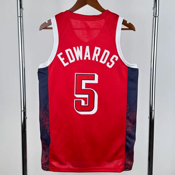 2024 Olympic Game USA EDWARDS # 5 Red Basketball Jersey