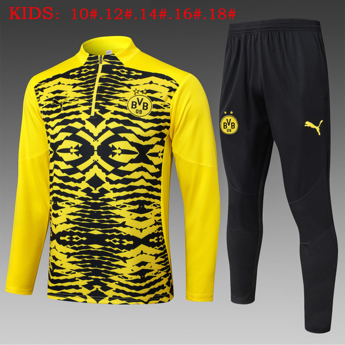 24-25 Dortmund High Quality Kids Half Pull Tracksuit