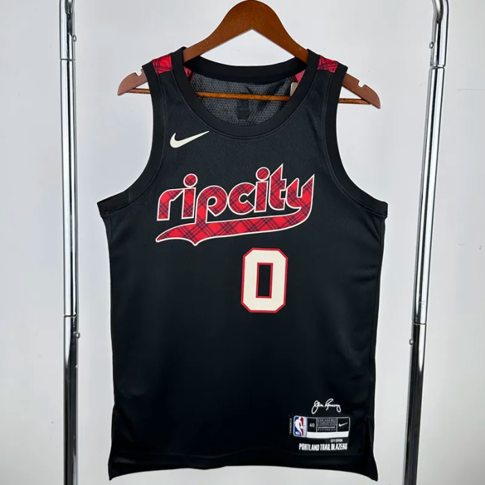 23-24 Trail Blazers LILLARD #0 Black City Edition Top Quality Hot Pressing NBA Jersey