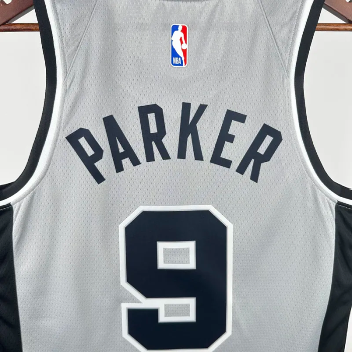 20-21 SA Spurs PARKER #9 Grey Top Quality Hot Pressing NBA Jersey (Trapeze Edition)