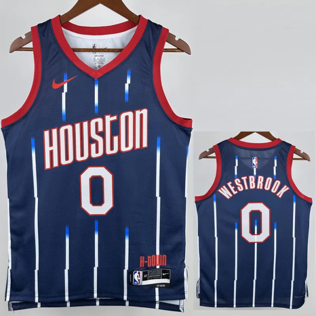23-24 Rockets WESTBROOK #0 Royal blue City Edition Top Quality Hot Pressing NBA Jersey
