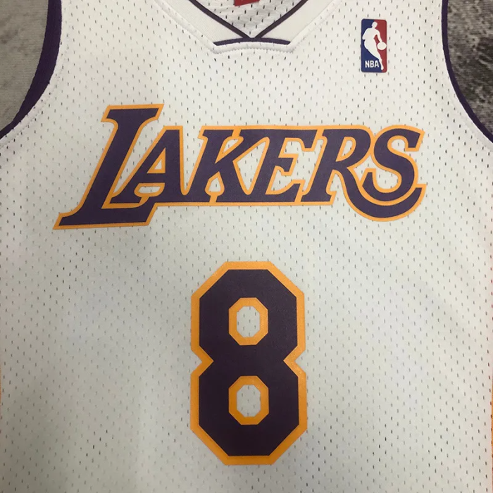2003-04 LAKERS BRYANT #8 White Retro Top Quality Hot Pressing NBA Jersey