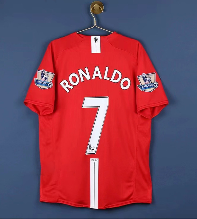 RONALDO 7 #2007-2008 Man Utd Home League Edition Retro Soccer Jersey(联赛版 带双臂章)