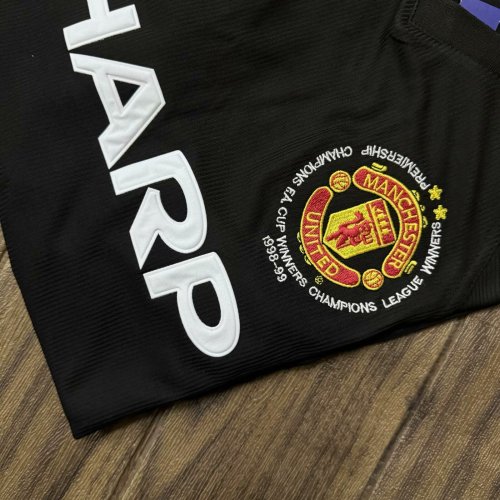 1998-1999 Man Utd Third UCL Edition Long Sleeve Retro Soccer Jersey