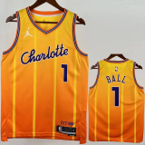 25-26 Hornets BALL #1 Orange City Edition Top Quality Hot Pressing NBA Jersey(V领)