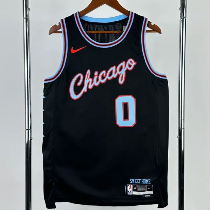 25-26 BULLS WHITE #0 Black City Edition Top Quality Hot Pressing NBA Jersey