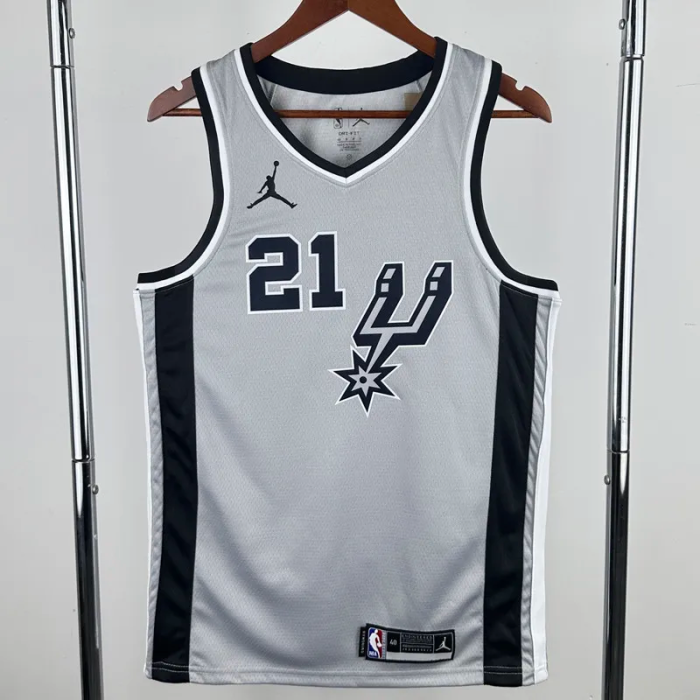 20-21 SA Spurs DUNCAN #21 Grey Top Quality Hot Pressing NBA Jersey (Trapeze Edition)