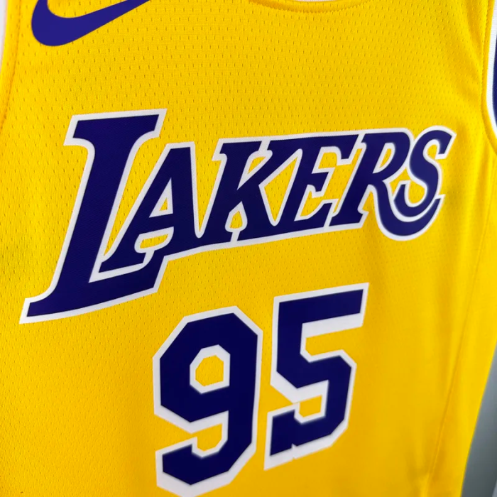 22-23 LAKERS TOSCANO #95 Yellow Top Quality Hot Pressing NBA Jersey
