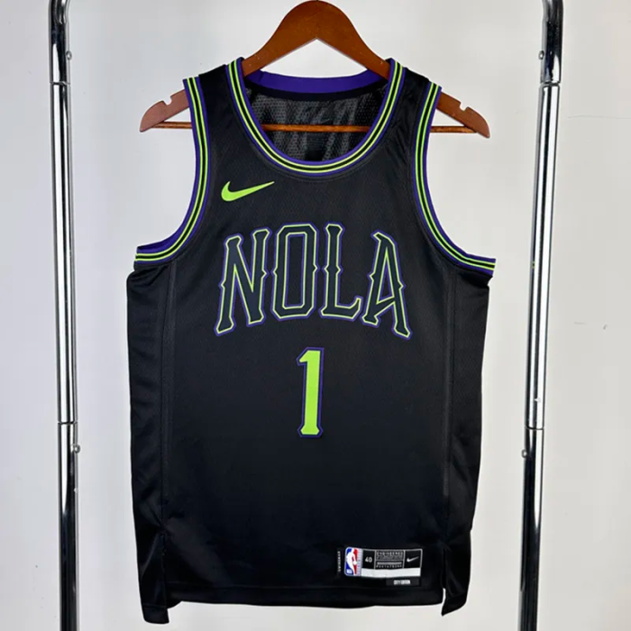 23-24 Pelicans MILLIAMSON #1 Black City Edition Top Quality Hot Pressing NBA Jersey